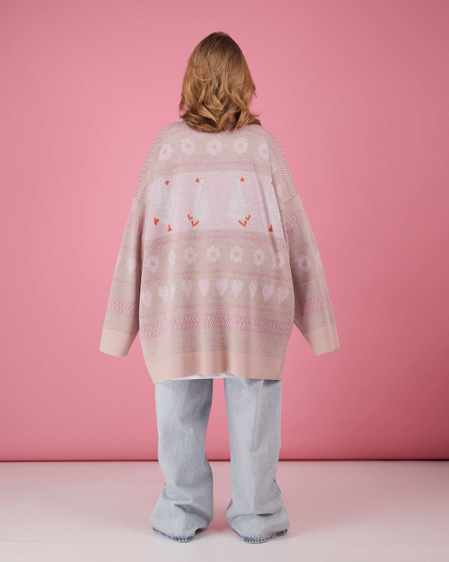 Свитер Гусиный паттерн TABOO, цвет: розовый, svguspat купить онлайн