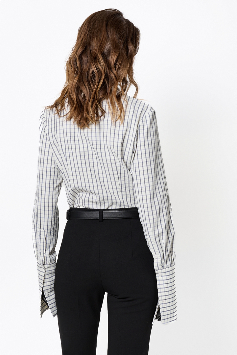 Рубашка приталенного кроя с акцентными манжетами Ricoco, цвет: голубой, 7055/2 купить онлайн