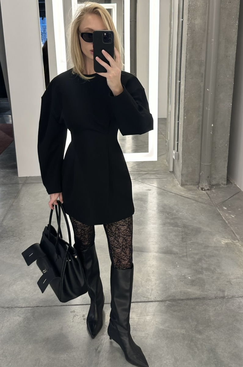 Платье с длинным рукавом BLACK