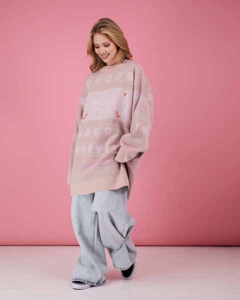 Свитер Гусиный паттерн TABOO, цвет: розовый, svguspat купить онлайн