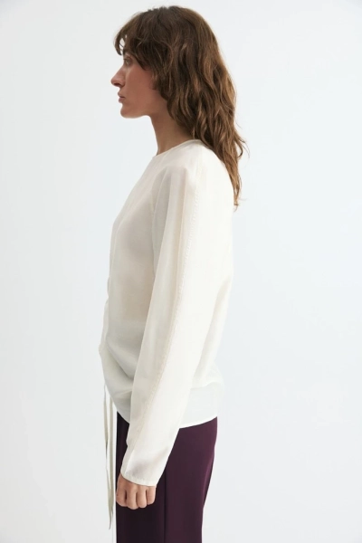 Блуза полупрозрачная О-силуэта Daisyknit, цвет: кремовый  |новая коллекция купить онлайн