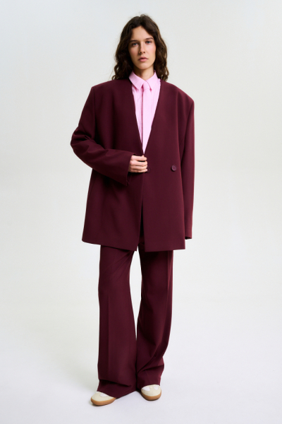 Пиджак без лацканов BURGUNDY