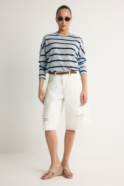 Лонгслив из смесовой вискозы TOPTOP, цвет: голубой с принтом, TT.025.19404.601 купить онлайн