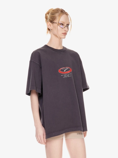 Футболка оверсайз с принтом POST POST SCRIPTUM, цвет: серый, 1144.11.00.GRY купить онлайн