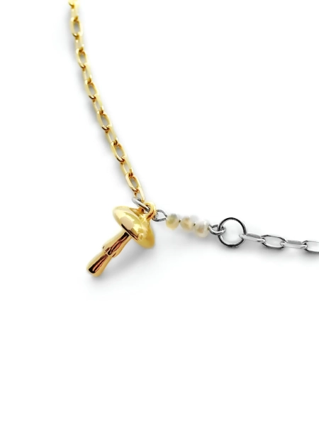 Серебряный браcлет на цепочке «Мухоморы» SBLESKOM, цвет: позолота, 12073 купить онлайн