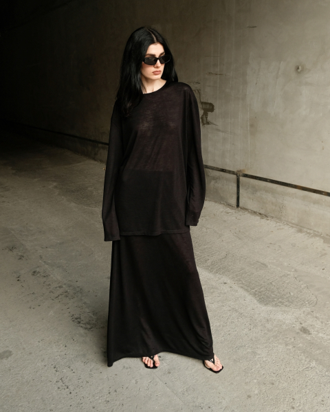 Лонгслив oversize из вискозы ASYA SEMYONOVA, цвет: black, 00-00002172 купить онлайн