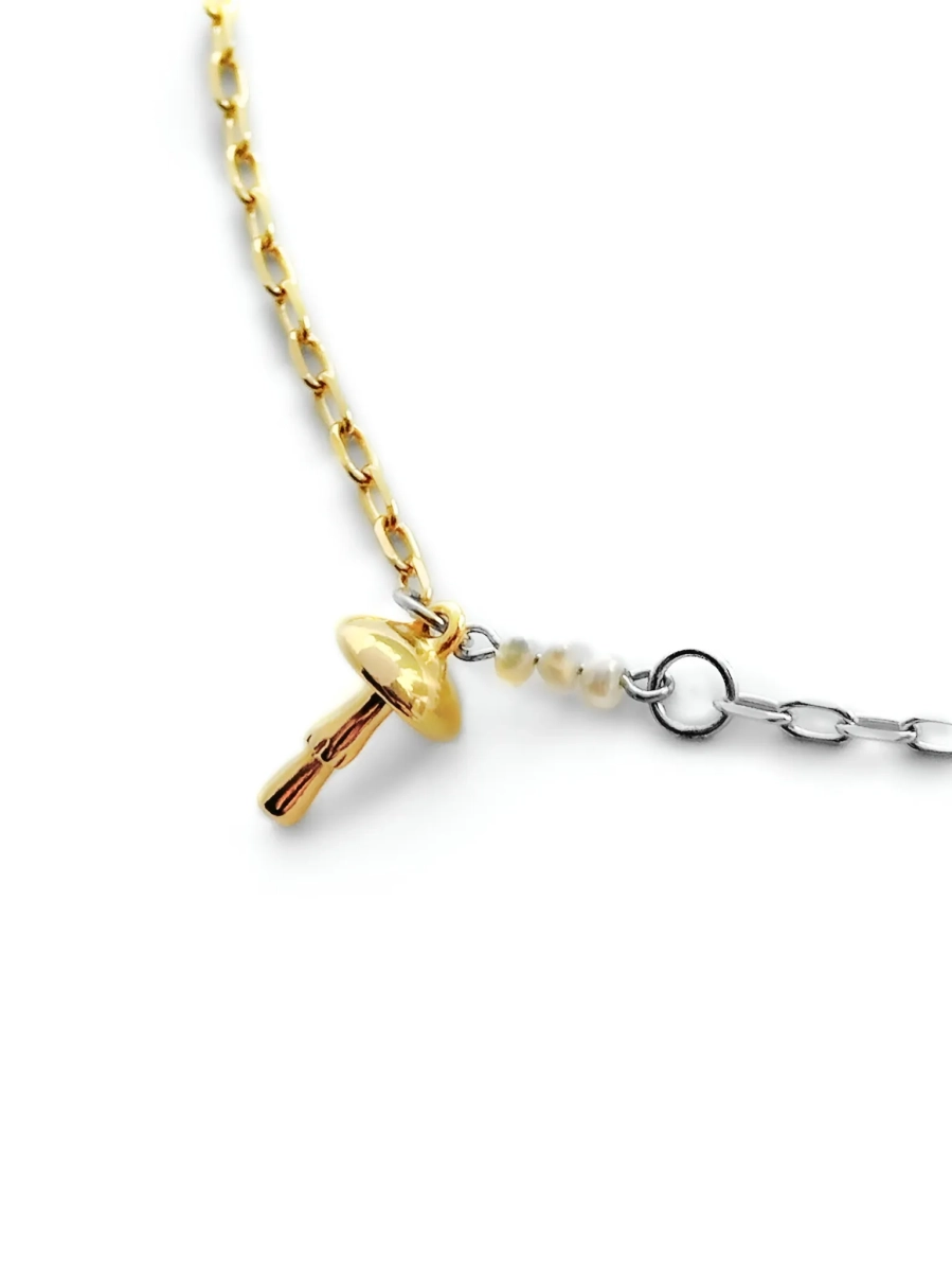 Серебряный браcлет на цепочке «Мухоморы» SBLESKOM, цвет: позолота, 12073 купить онлайн