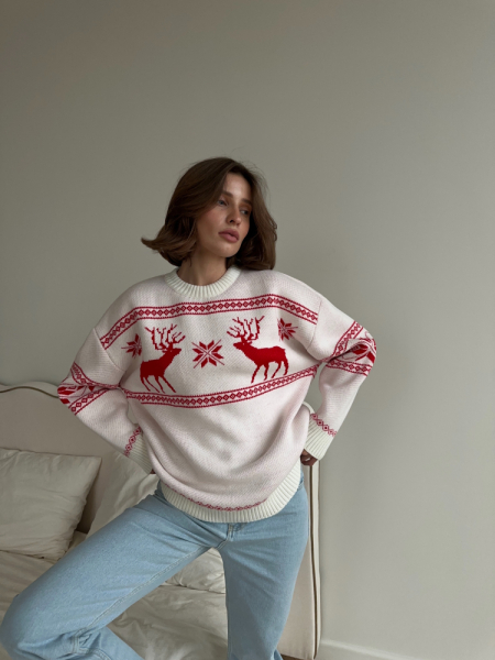 Джемпер оверсайз с оленями