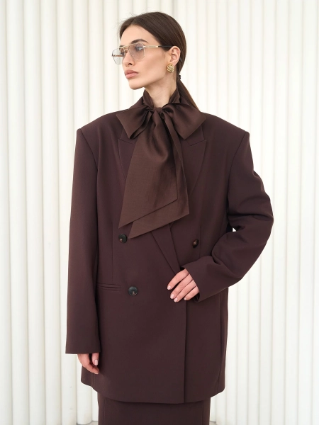 Блуза воздушная с бантом I.B.W., цвет: шоколад, BL031 купить онлайн