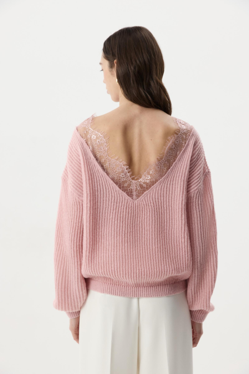 Джемпер с кружевом Charmstore, цвет: розовый, 303-49281-221 купить онлайн