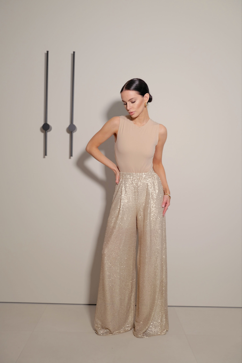 Брюки широкие из пайеток