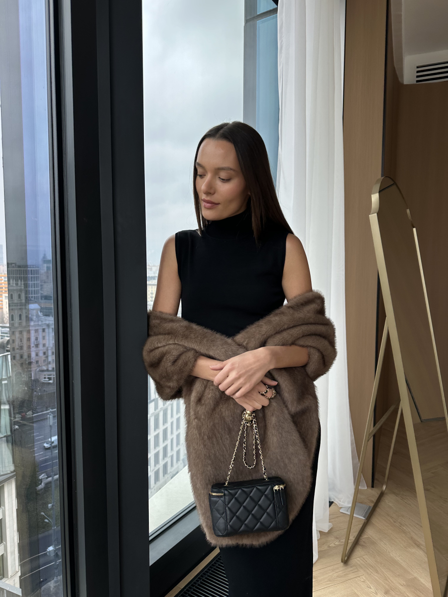 Накидка из эко-меха длинная VELVET, цвет: светло-коричневый 00-00005236 купить онлайн