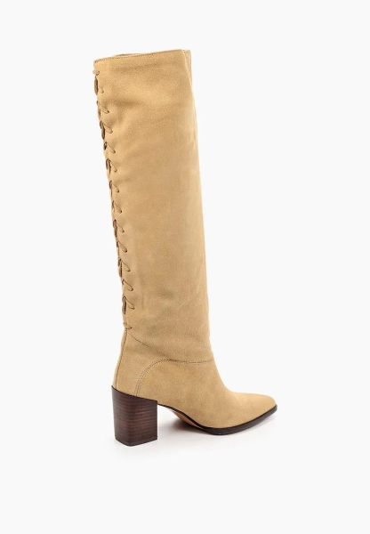 Сапоги трубы на каблуке со шнуровкой сзади SBALO, цвет: бежевый Sk890-4 купить онлайн