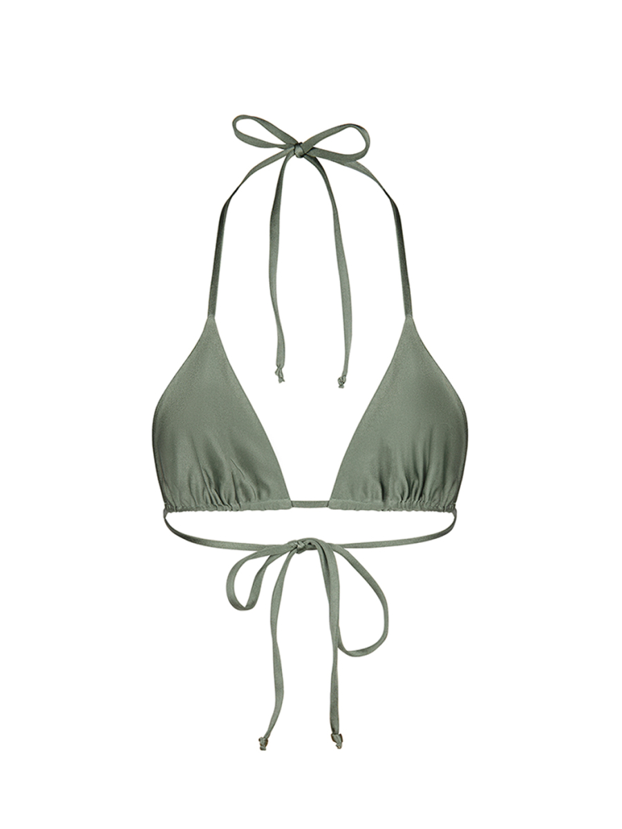 TRIANGLE Khaki - Gold DUO | Двухсторонний верх купальника на завязках ANVIBE, цвет: хаки-золотой  купить онлайн