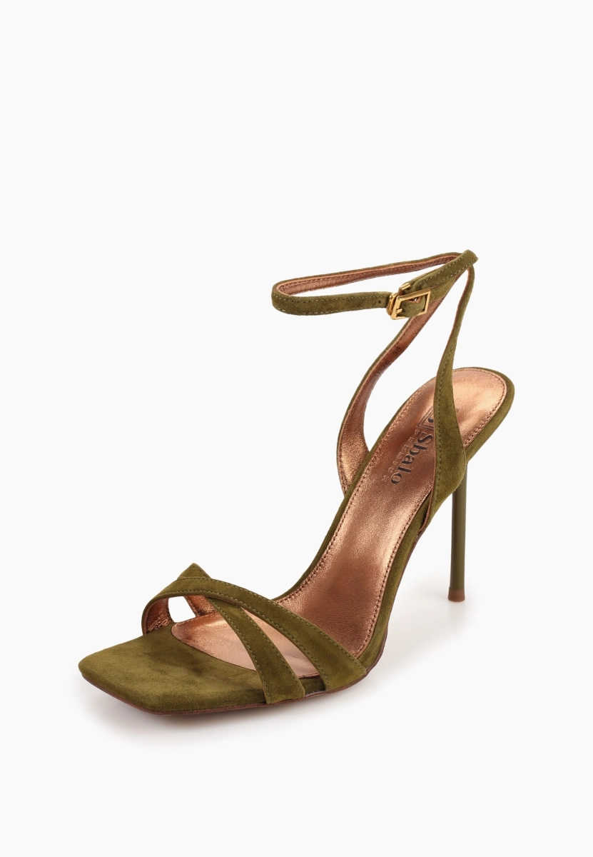 Босоножки из натуральной замши SBALO, цвет: хаки STR26 купить онлайн