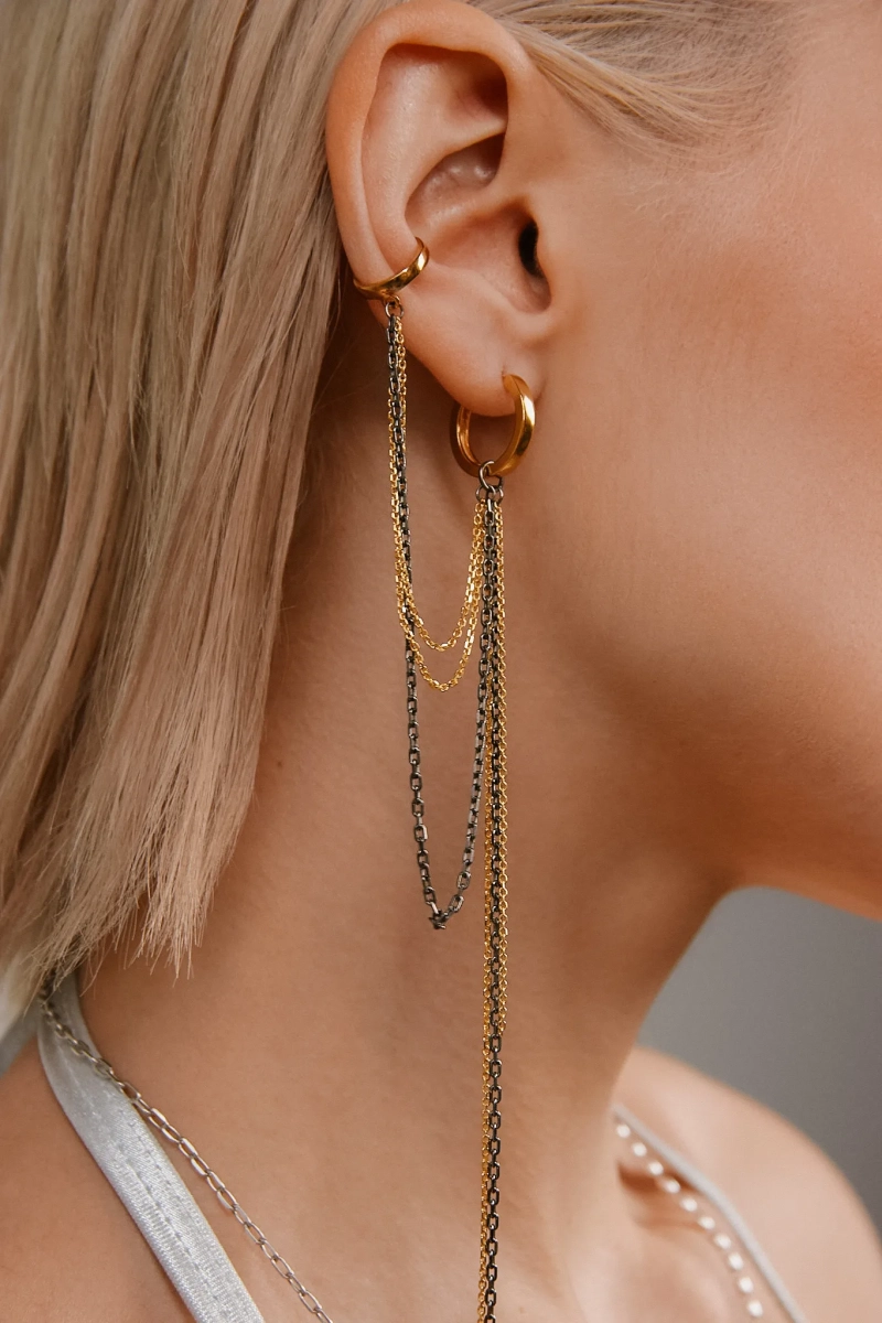 Серебряная моносерьга-кафф «Основа» с позолотой SBLESKOM, цвет: позолота, 21807 купить онлайн