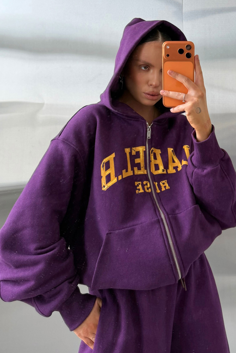 Худи на молнии Label .B, цвет: фиолетовый,  купить онлайн