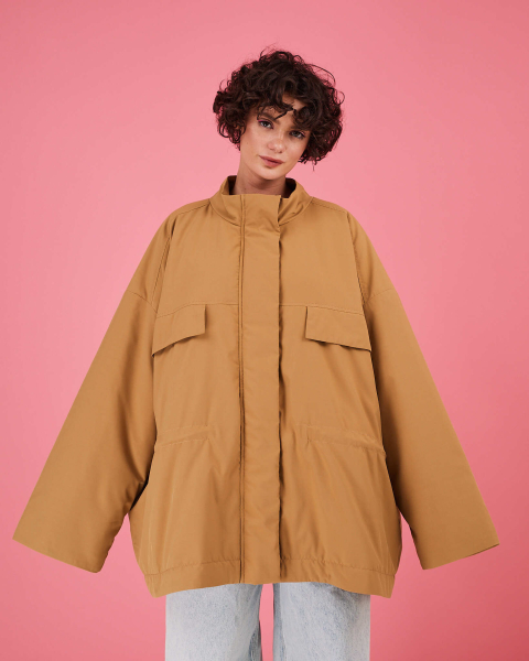 Куртка демисезонная с кулиской TABOO, цвет: горчица, KS05 купить онлайн