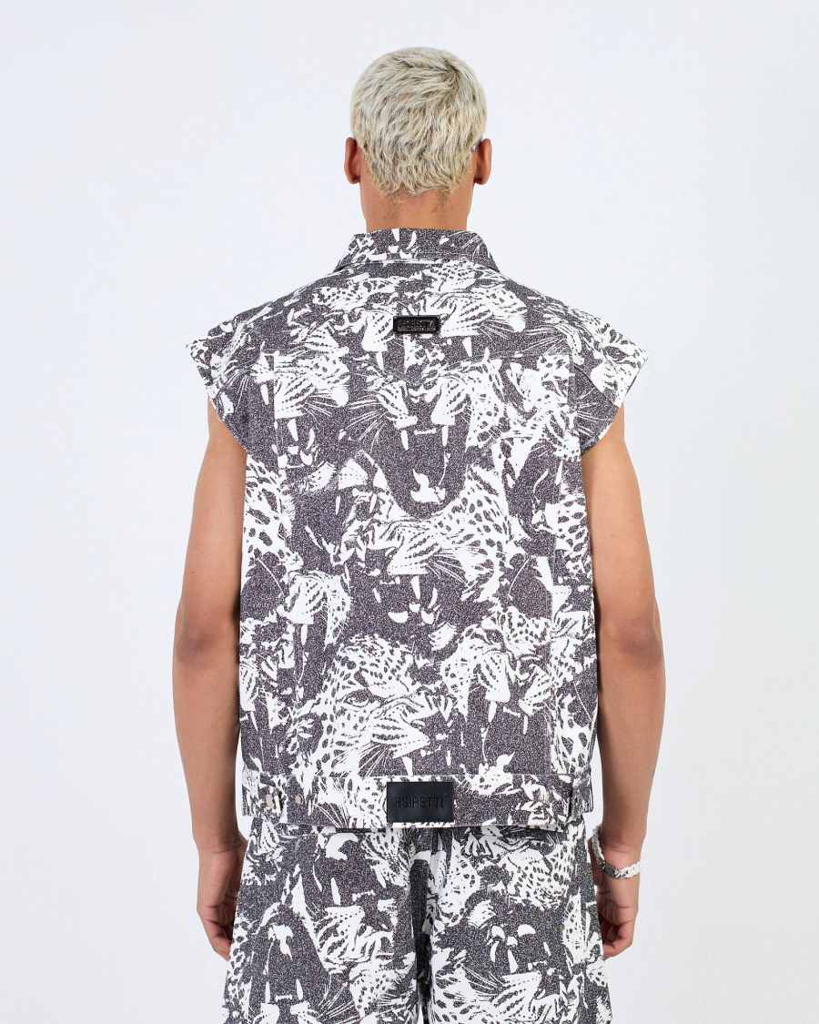 Жилет из денима с принтом ягуар ASIA ST 71, цвет: Черный, Ast71.vest-jaguar-denim купить онлайн