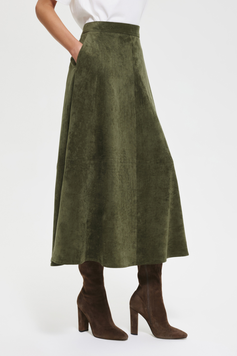 Юбка из экозамши DREAMS BY ALENA AKHMADULLINA, цвет: хаки, 225102100204282/118000 купить онлайн