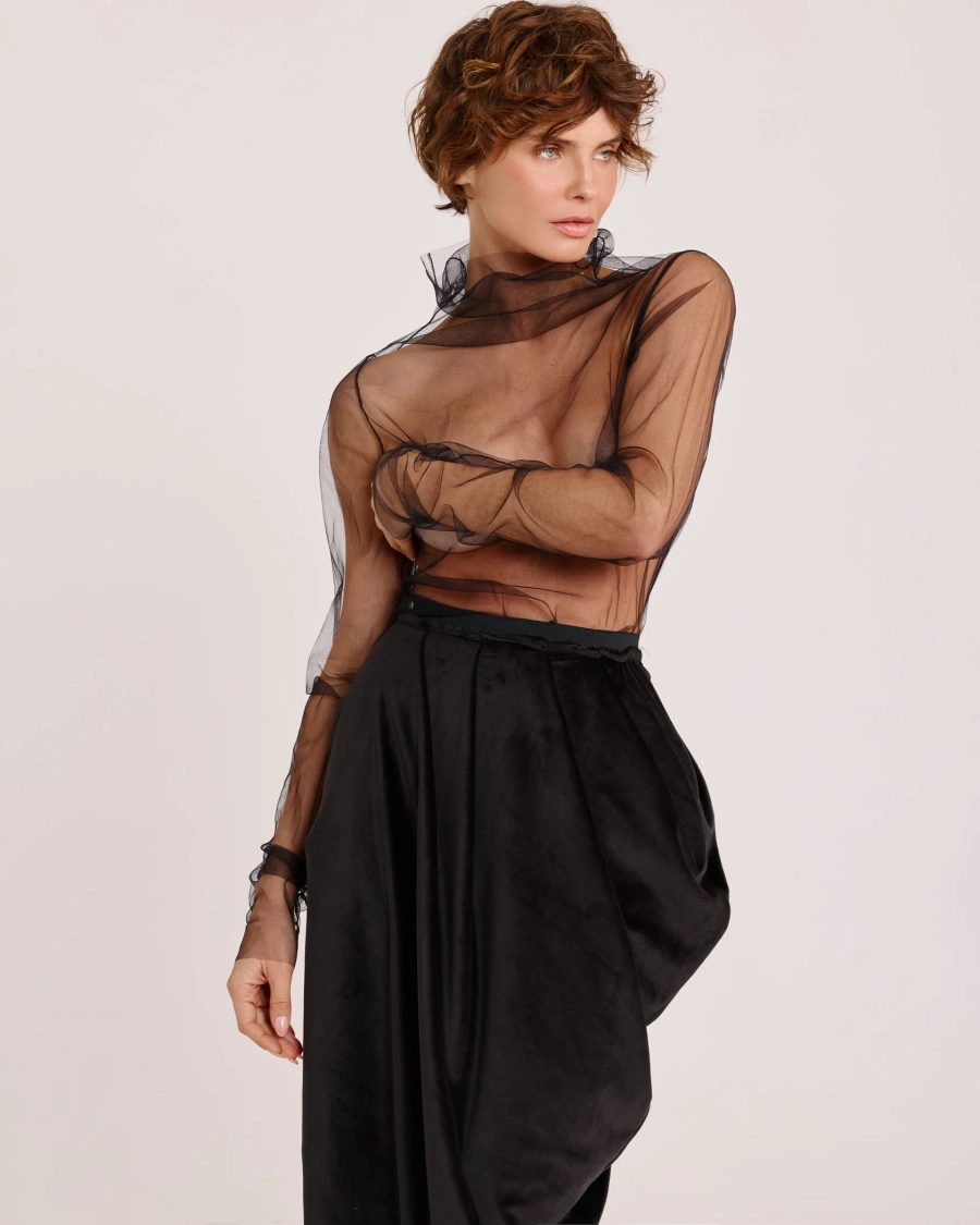 Водолазка-сетка Anmuse, цвет: Черный, TPL22W24-BLC купить онлайн