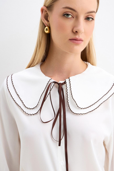 Блузка с воротничком ENEVOO, цвет: молочный, 02857 купить онлайн