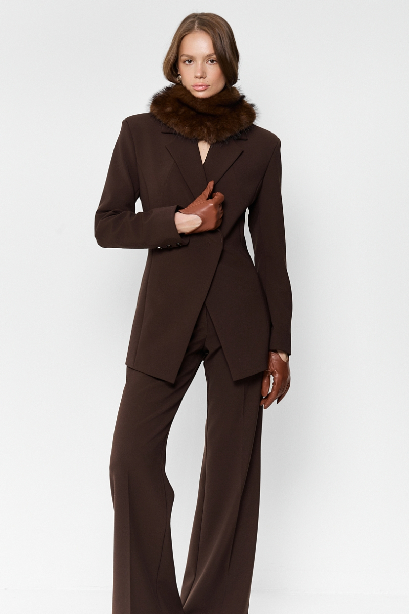 Брюки классические со средней посадкой Ricoco, цвет: горький шоколад, 7054/2 купить онлайн