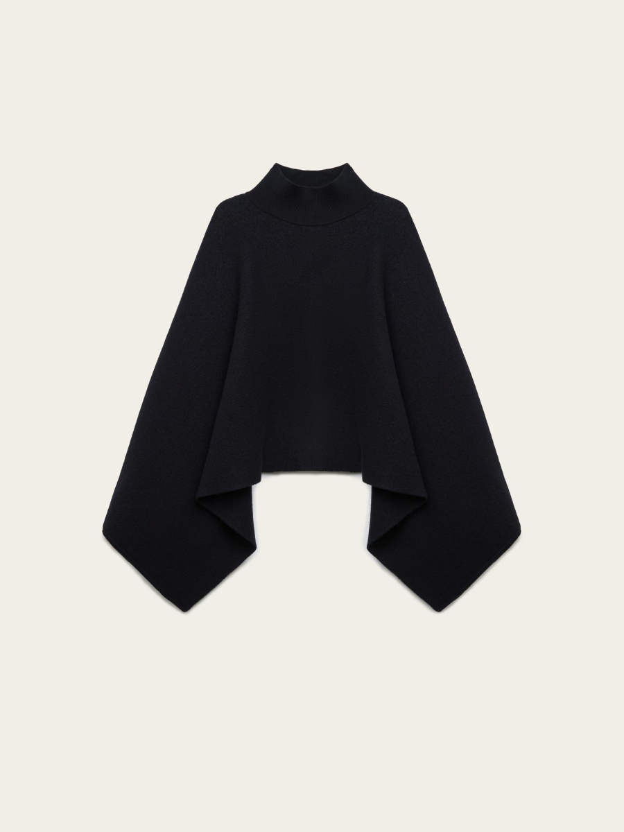 Пончо из шерсти мериноса Chaika, цвет: Черный, AW25PC01-09 купить онлайн