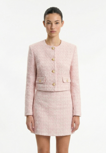 Жакет укороченный из твида с клапанами