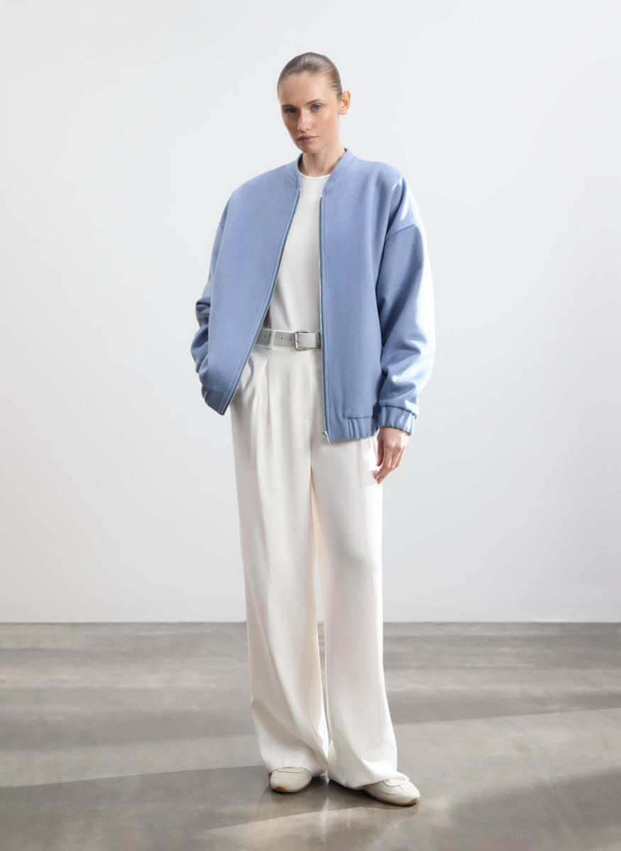 Бомбер из пальтовой ткани ALL WE NEED, цвет: голубой, 2602W5322-17 купить онлайн