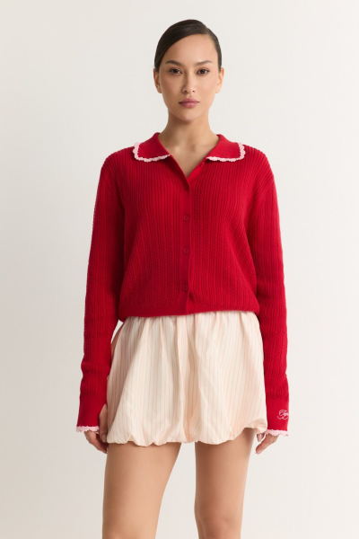 Кардиган из 100% хлопка TOPTOP, цвет: красный с принтом, TT.051.18987.321 купить онлайн