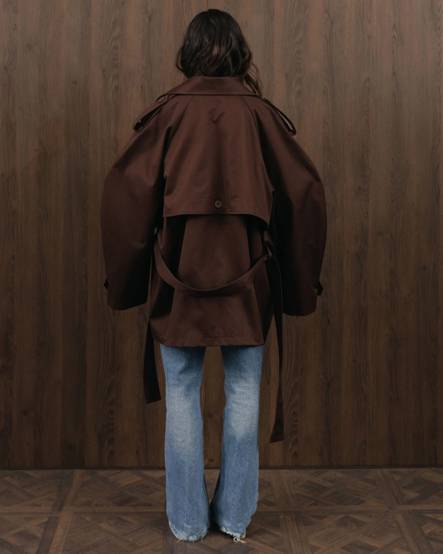 Короткий тренч YONSRU, цвет: коричневый,  купить онлайн