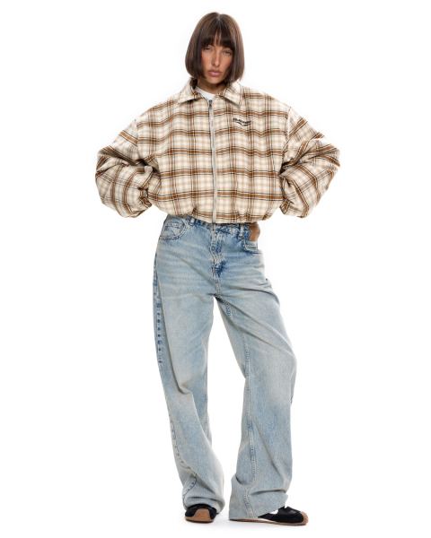 Бомбер в клетку Suborbia, цвет: бежевый, 007025 купить онлайн