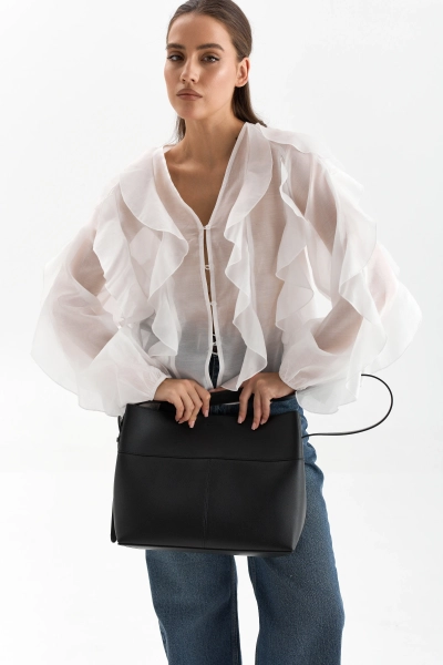 Блуза из лиоцелла с рюшами Ricoco, цвет: молочный, 6083/2 купить онлайн