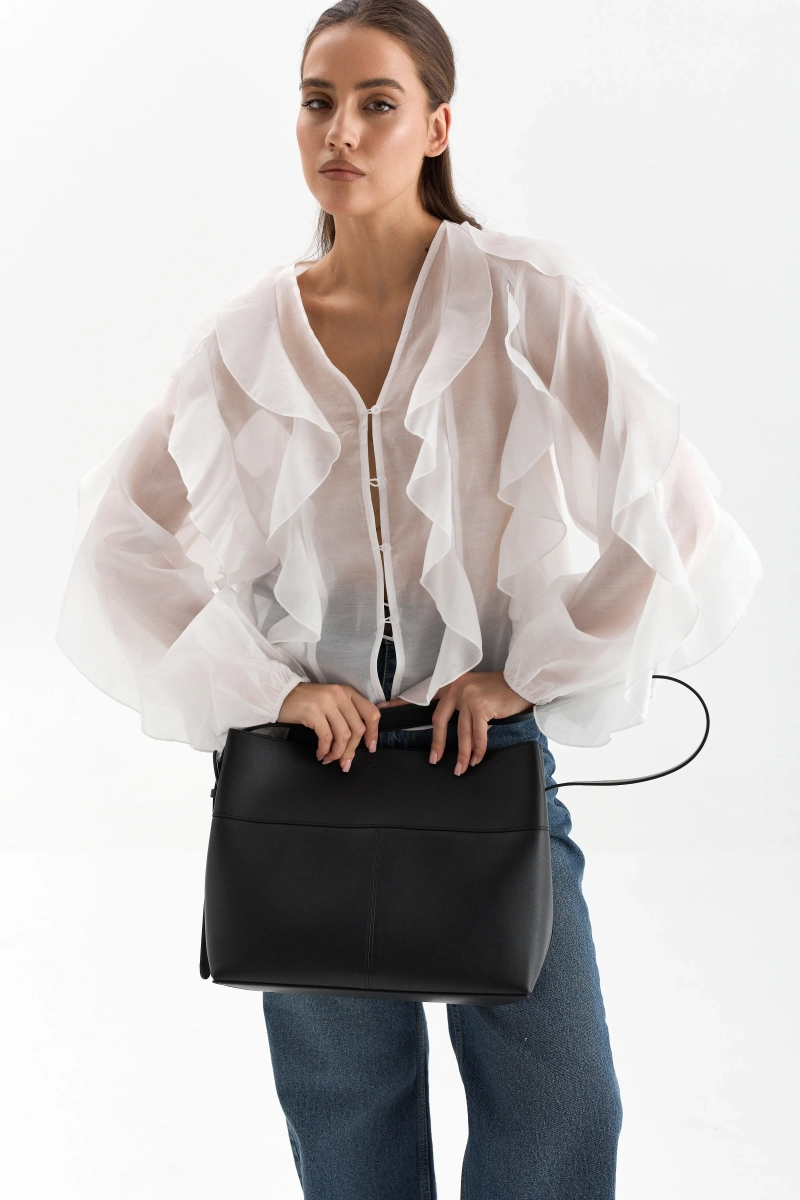 Блуза из лиоцелла с рюшами Ricoco, цвет: молочный, 6083/2 купить онлайн