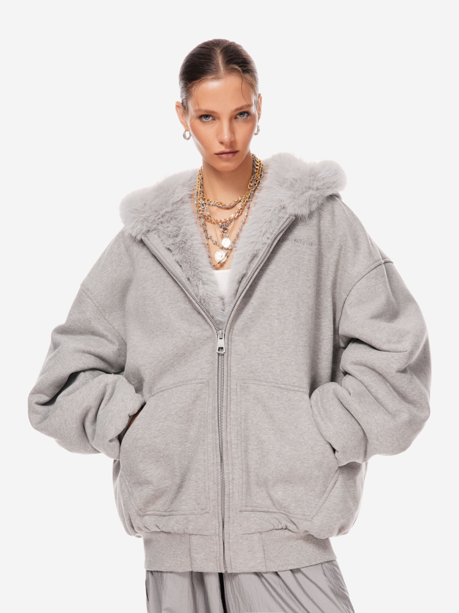Бомбер хлопковый с меховой отделкой p.p.s., цвет: серый меланж, 1018.00.01.GRY1 купить онлайн