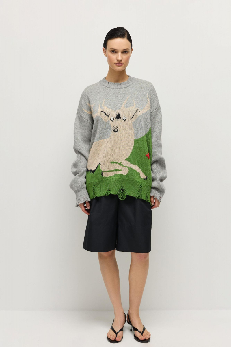 Джемпер Around x Гастроли AROUND, цвет: серый/зеленый, 219_143C01 купить онлайн