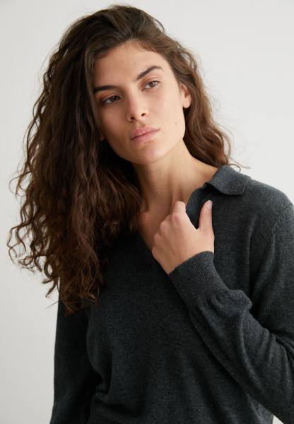 Джемпер с воротником кашемировый Norma Marou, цвет: темно-серый, Mar4_2607 купить онлайн
