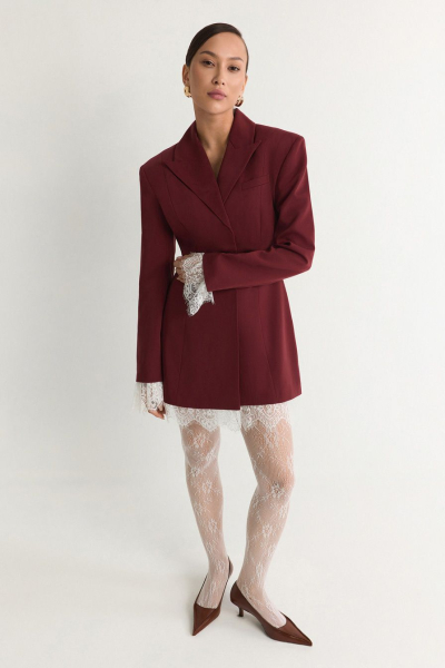 Жакет с кружевной отделкой TOPTOP, цвет: Бордовый, TTS.060.18560.330 купить онлайн