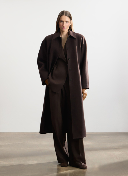 Пальто с объемным рукавом из шерсти и кашемира