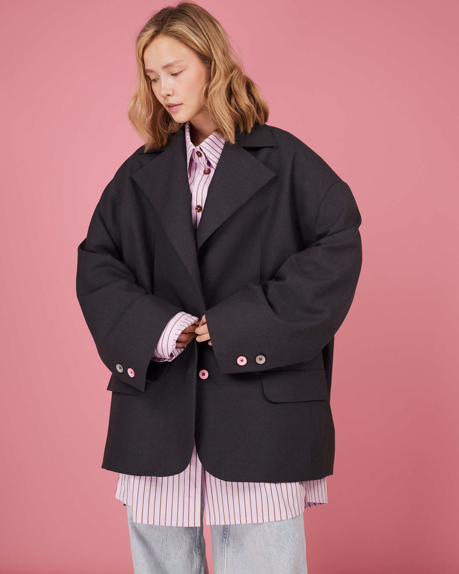 Пиджак макси TABOO, цвет: серый, Blzr03 купить онлайн