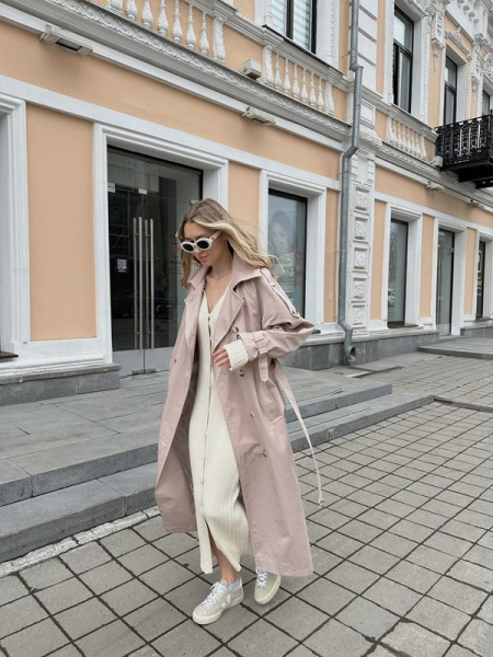 Тренч НИ ИМЕНИ, НИ ПОХОЖИХ, цвет: розовый, 00-00000119 купить онлайн