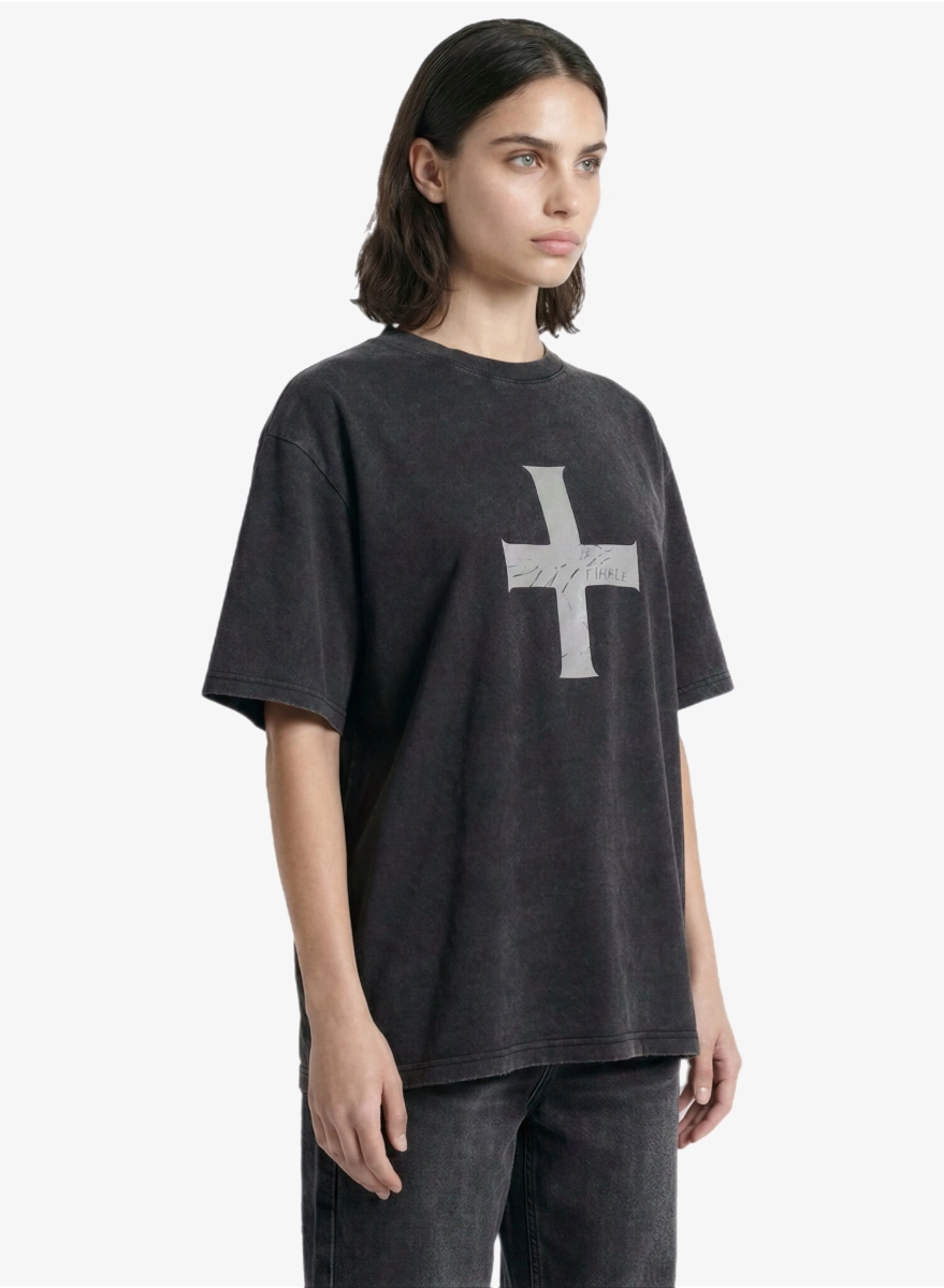 Футболка с принтом F | ABLE, цвет: Черный, TSHRT-FBL-CRX-RLXD-BLCK купить онлайн