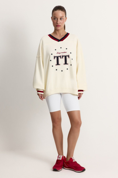 Свитшот из 100% хлопка TOPTOP, цвет: молочный TT.053.17779.121 |новая коллекция купить онлайн