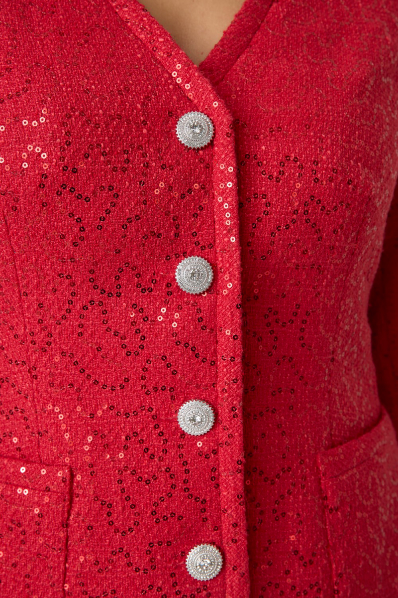 Жакет из твида с пайетками 4forms, цвет: красный, 65461 купить онлайн