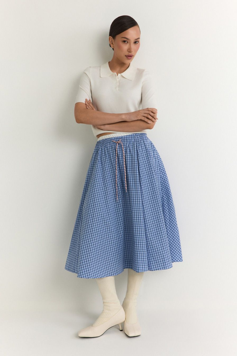 Юбка из 100% хлопка TOPTOP, цвет: голубой с принтом, TT.071.18818.601 купить онлайн