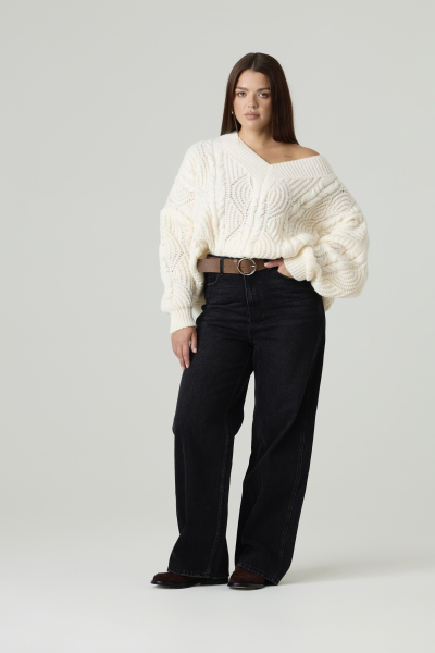 Джемпер вязаный с V-вырезом, косы 4forms, цвет: Сливочный, 65492 купить онлайн