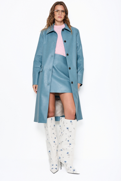 Юбка мини из экокожи с тиснением Ricoco, цвет: синий, 7050u/1 купить онлайн