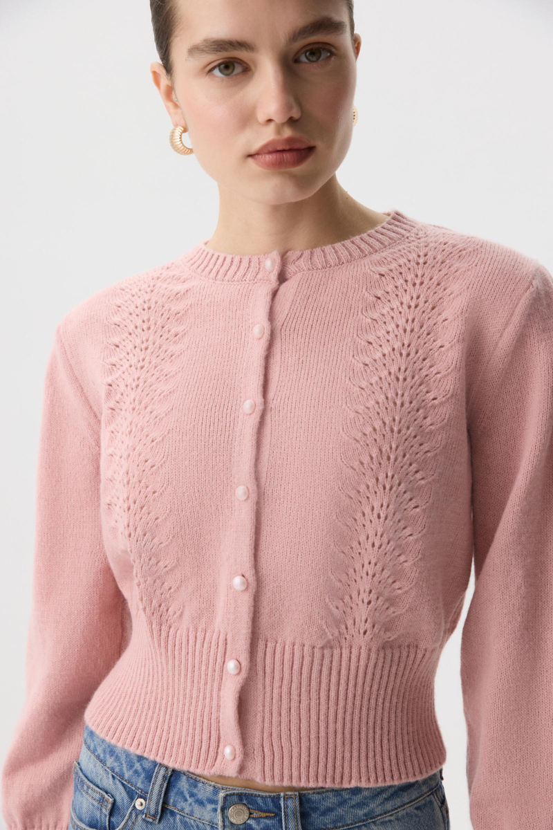 Кардиган с декоративным узором Charmstore, цвет: пудровый, 305-43685-227 купить онлайн