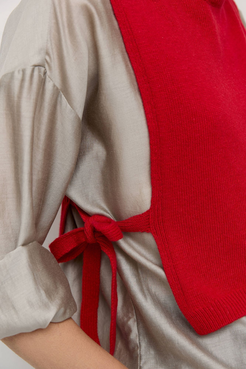 Манишка из смесового кашемира с завязками AROUND, цвет: красный 1611_07C025 купить онлайн